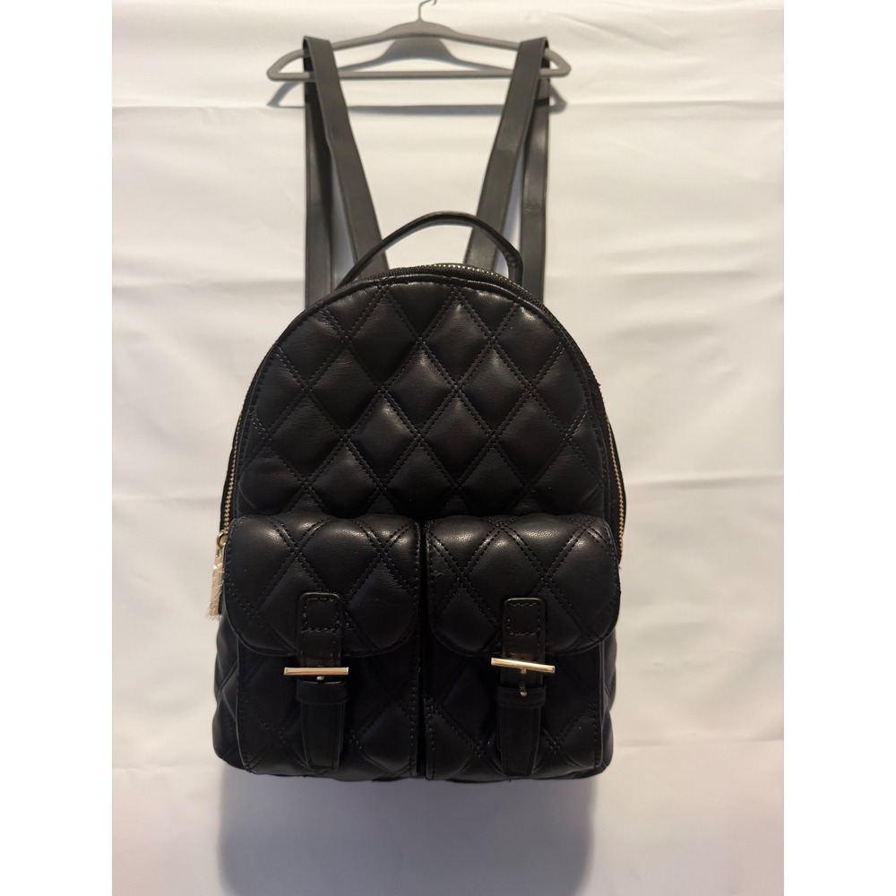 Anastasia Beverly Hills Black Quilted Mini Backpack Gold Hardware Faux Leather